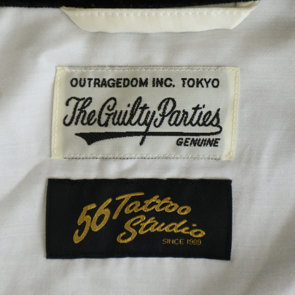 WACKO MARIA(ワコマリア) ×56 TATOO STUDIO VETENAM JACKET 56タトゥースタジオ ベトナムジャケット スカル刺繍 ベロアジップアップジャケット ブラック