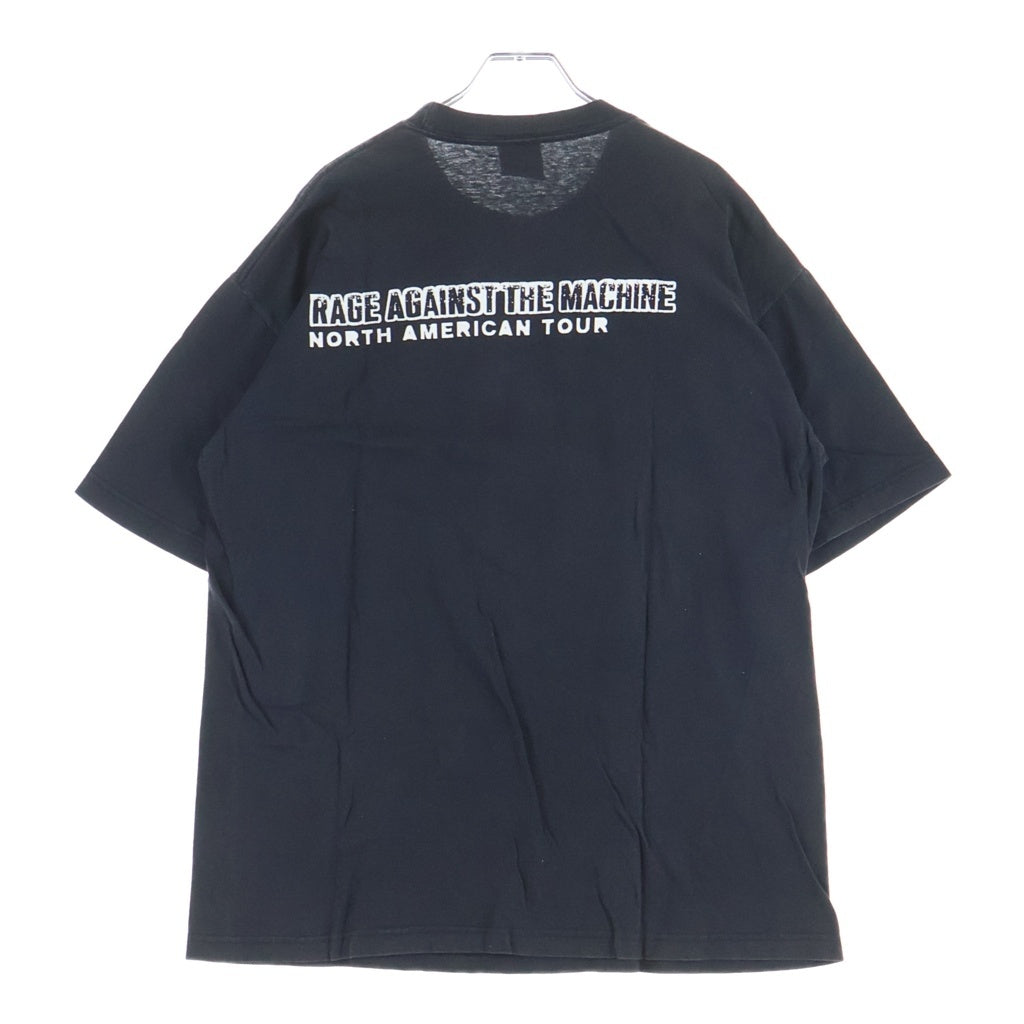 NO BRAND(ノーブランド) 90s Rage Against the Machine Who Laughs Last ジャイアントタグ レイジアゲインスト 両面プリント 半袖Tシャツカットソー ブラック