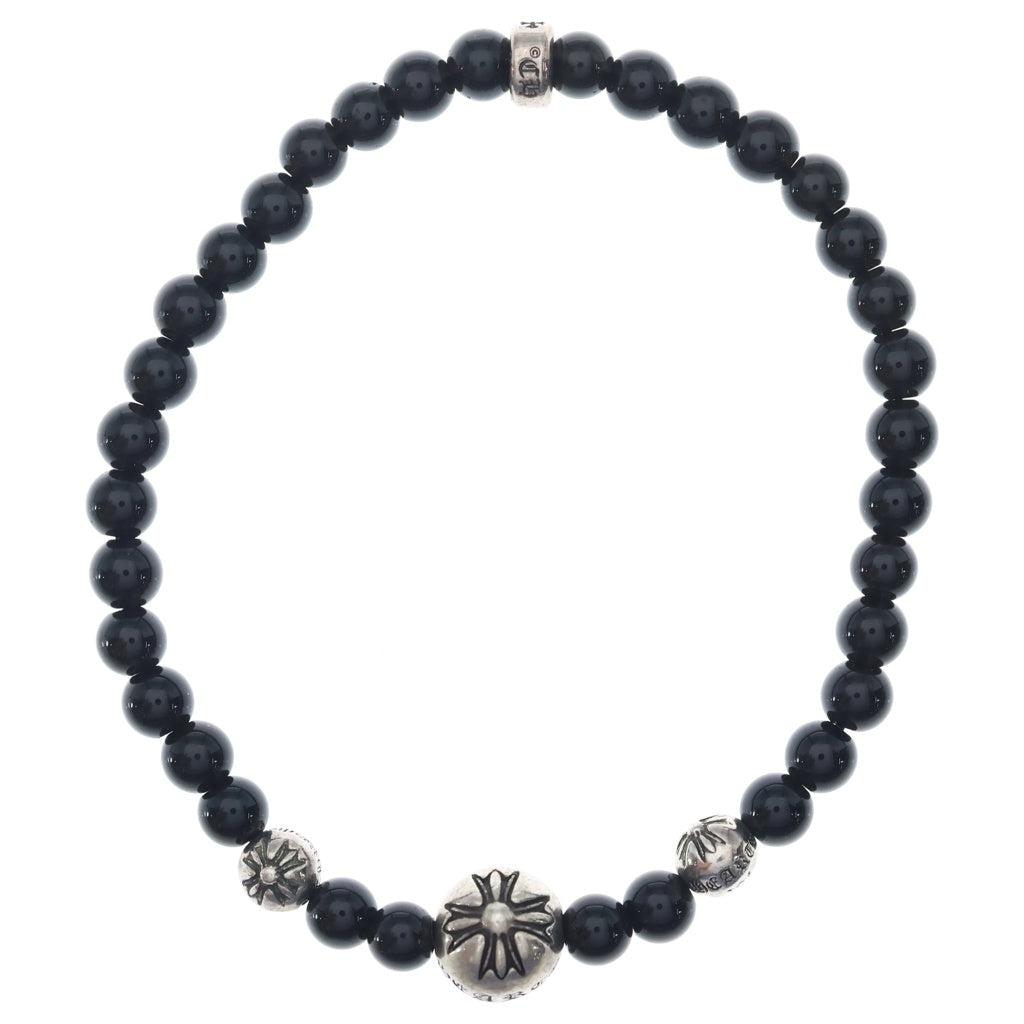 CHROME HEARTS(クロムハーツ) BEAD BRACELET 4mm ビーズブレスレット ブラックビーズブレスレット ブラック/シルバー