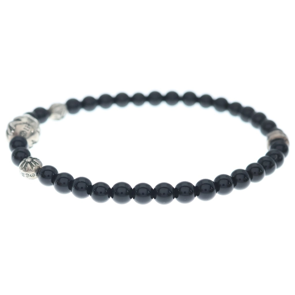 CHROME HEARTS(クロムハーツ) BEAD BRACELET 4mm ビーズブレスレット ブラックビーズブレスレット ブラック/シルバー