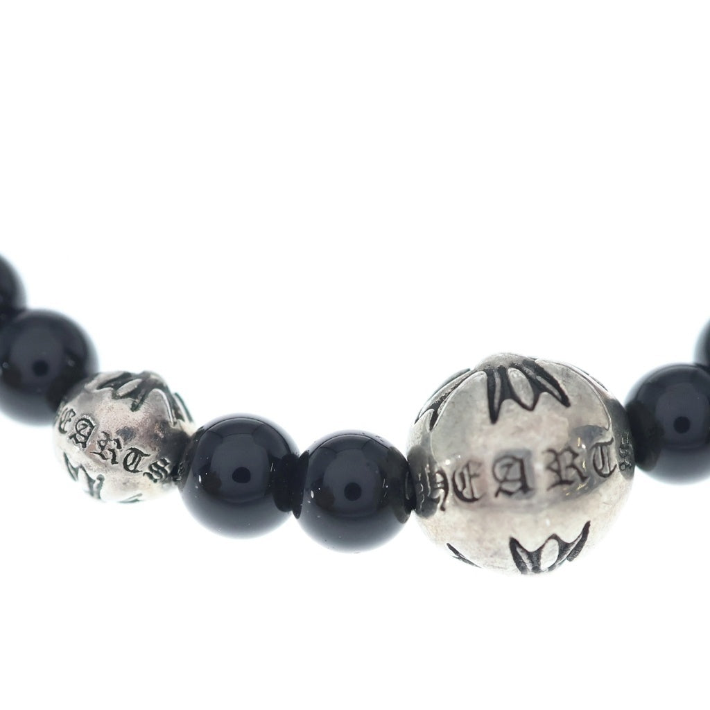 CHROME HEARTS(クロムハーツ) BEAD BRACELET 4mm ビーズブレスレット ブラックビーズブレスレット ブラック/シルバー