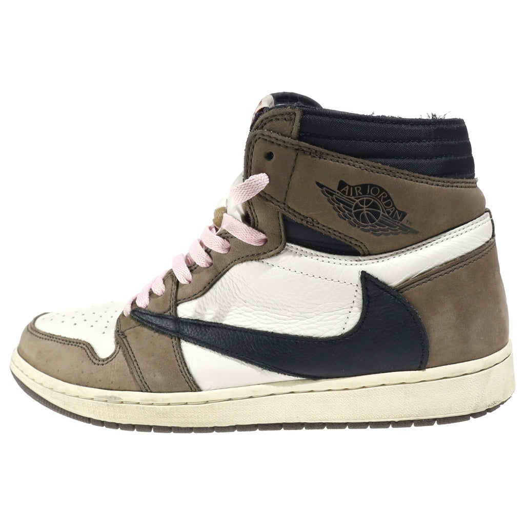 NIKE(ナイキ) ×TRAVIS SCOTT AIR JORDAN 1 HIGH OG TS SP トラヴィススコット エアジョーダン1 レザーハイカットスニーカー ブラウン/ホワイト US12/30cm CD4487-100