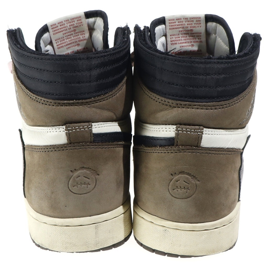 NIKE(ナイキ) ×TRAVIS SCOTT AIR JORDAN 1 HIGH OG TS SP トラヴィススコット エアジョーダン1 レザーハイカットスニーカー ブラウン/ホワイト US12/30cm CD4487-100