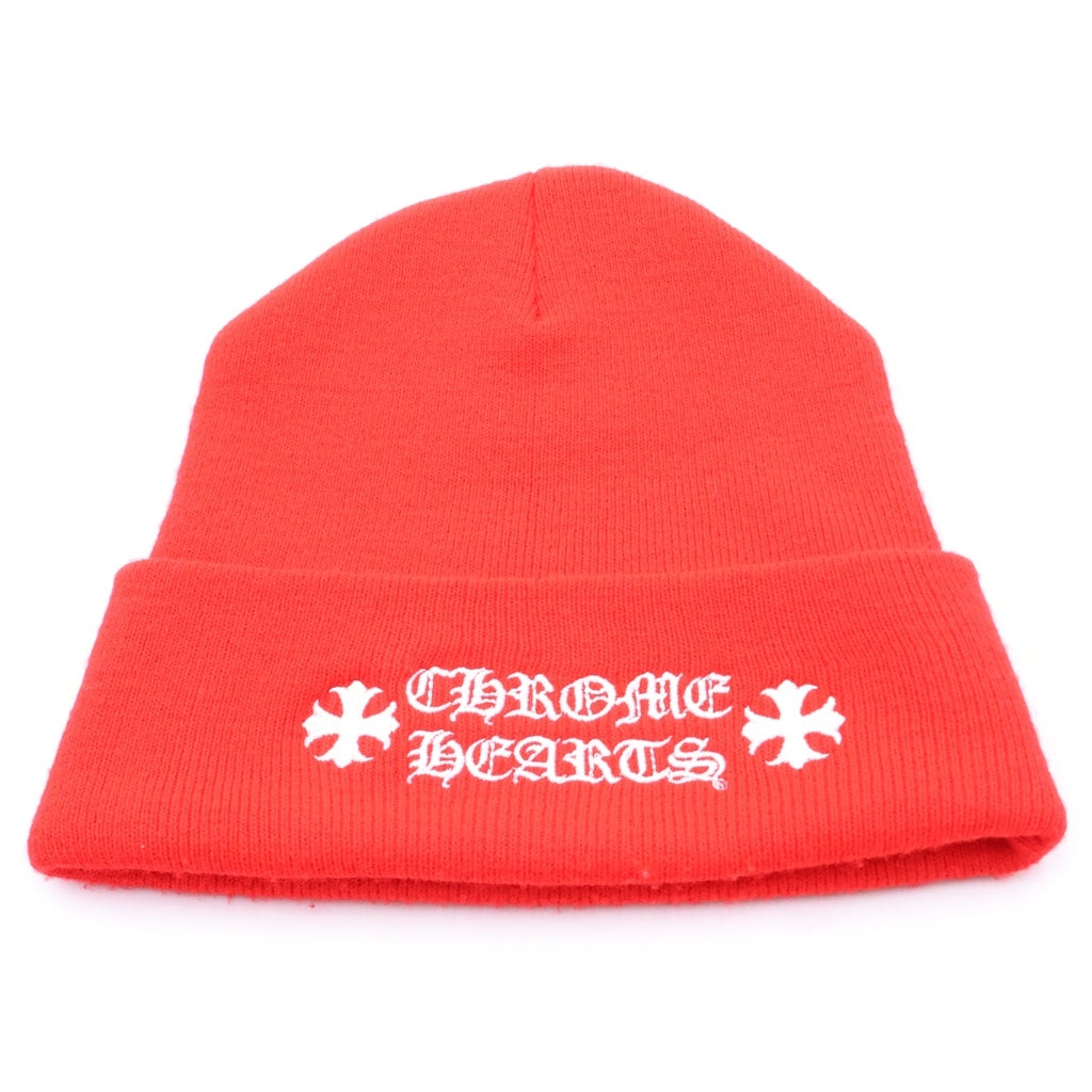 CHROME HEARTS(クロムハーツ) WOOL WATCH CAP CH PLUS クロス刺繍 ビーニー ニット帽 帽子 レッド