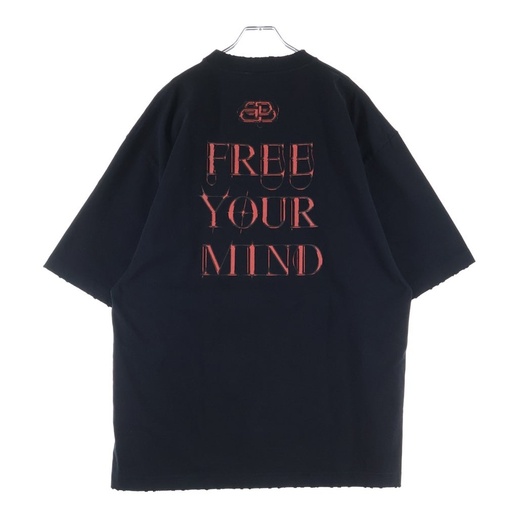 BALENCIAGA(バレンシアガ) 20AW GOTHIC OVERSIZE T-Shirt ゴシック オーバーサイズ オールシーイングアイ フリーメイソン 半袖Tシャツカットソー ブラック 641614 TJV78