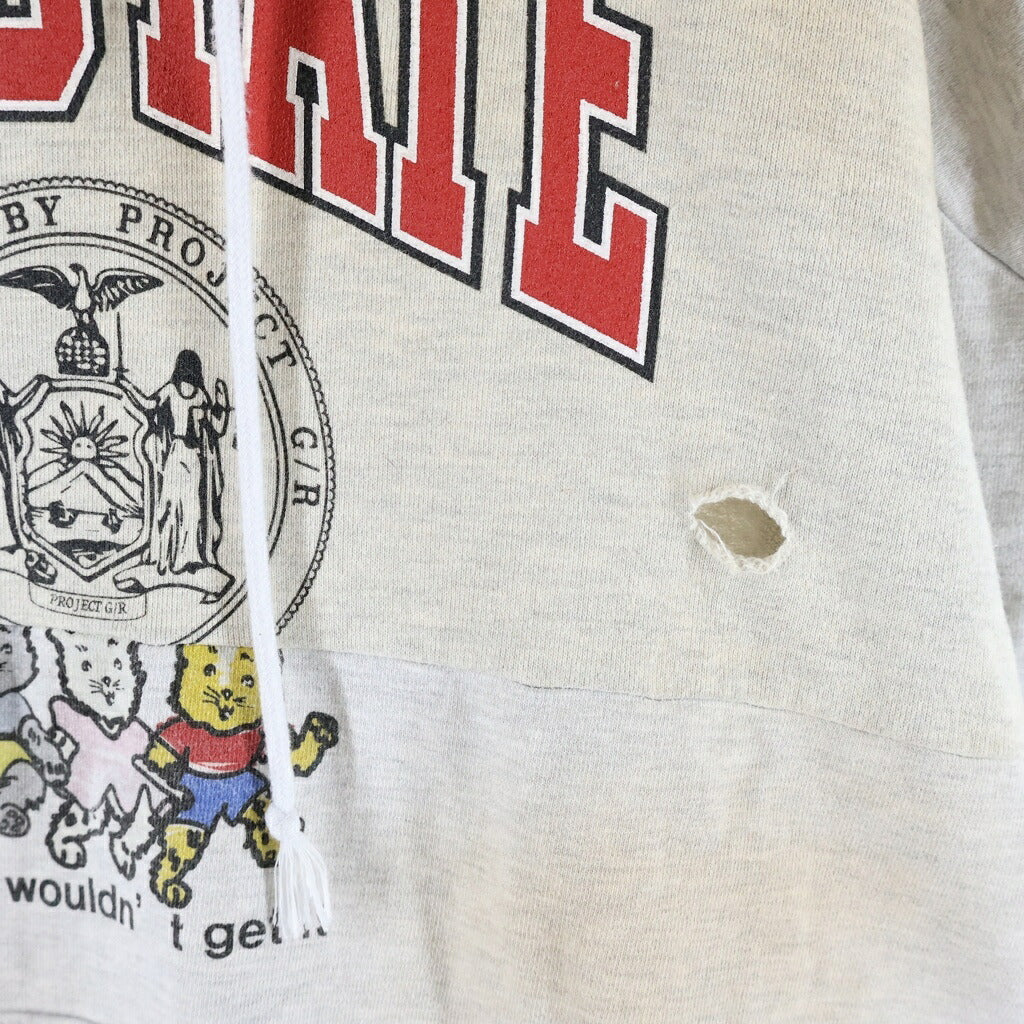 PROJECT G/R(プロジェクトジーアール) Reworked Sport Logo Hooded Sweatshirt リワークド ユーズド加工 スポーツロゴ プルオーバー パーカー フーディー グレー