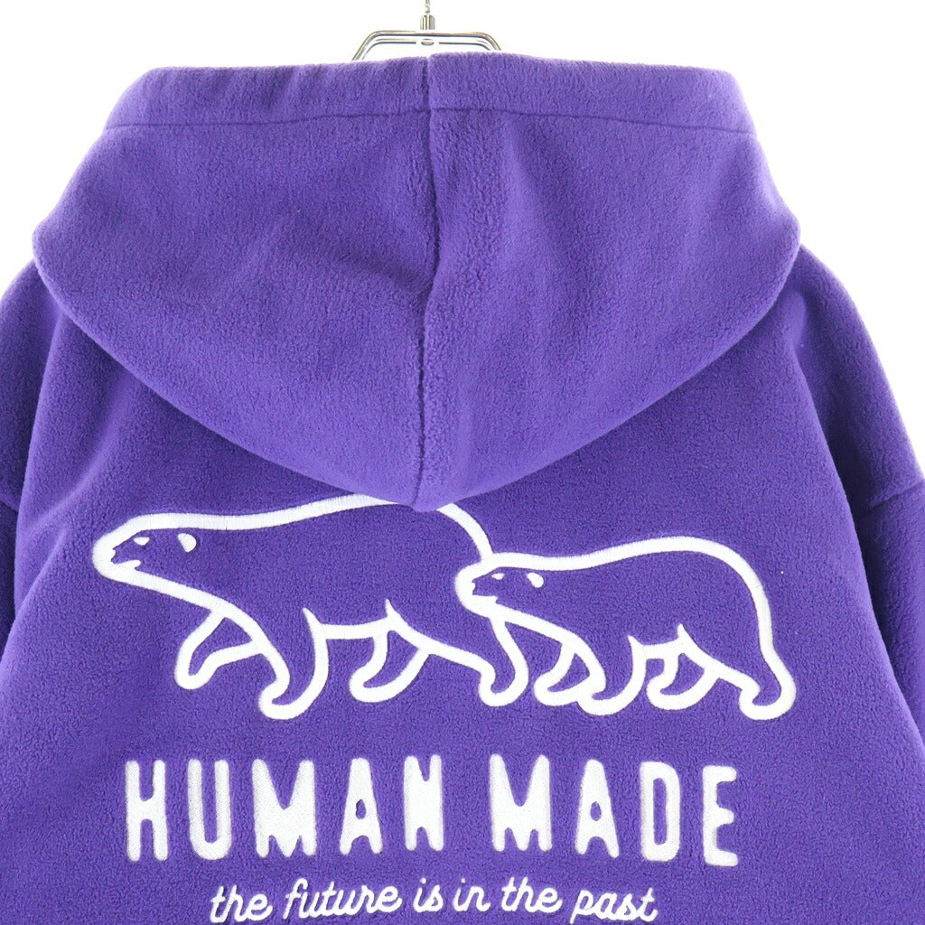 HUMAN MADE(ヒューマンメイド) Fleece Hoodieバックロゴ刺繍 フリース ハーフボタンパーカー フーディー パープル HM28CS020