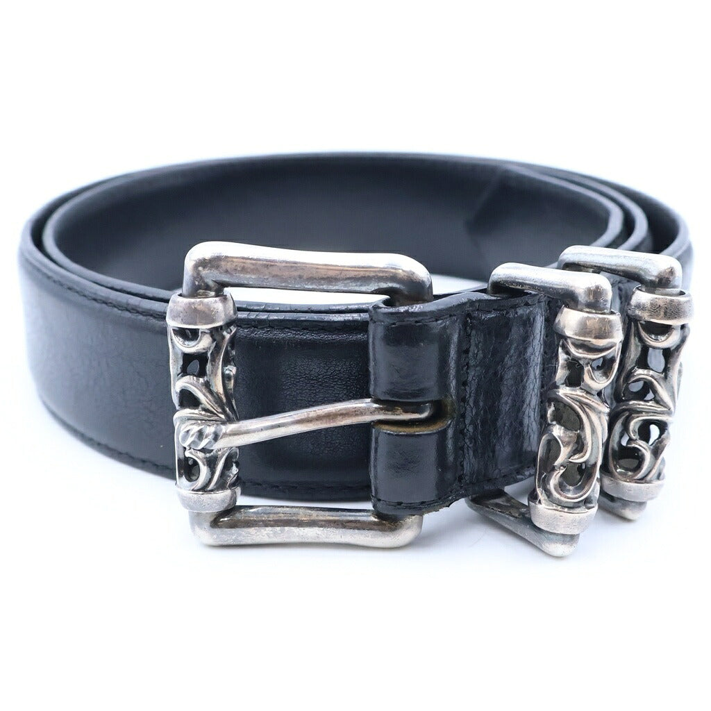 CHROME HEARTS(クロムハーツ) BLT ROLLER 3PC1.5inch 3PCローラーバックル レザーベルト ブラック/シルバー BCA357
