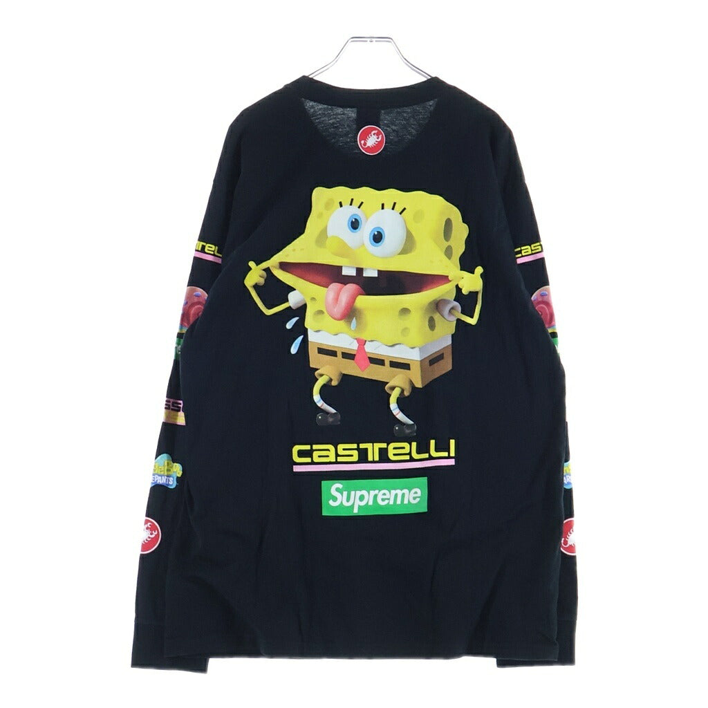 SUPREME(シュプリーム) 25SS ×SpongeBob Castelli Racing L/S Tee スポンジボブ カステリレーシング 長袖Tシャツカットソー ブラック