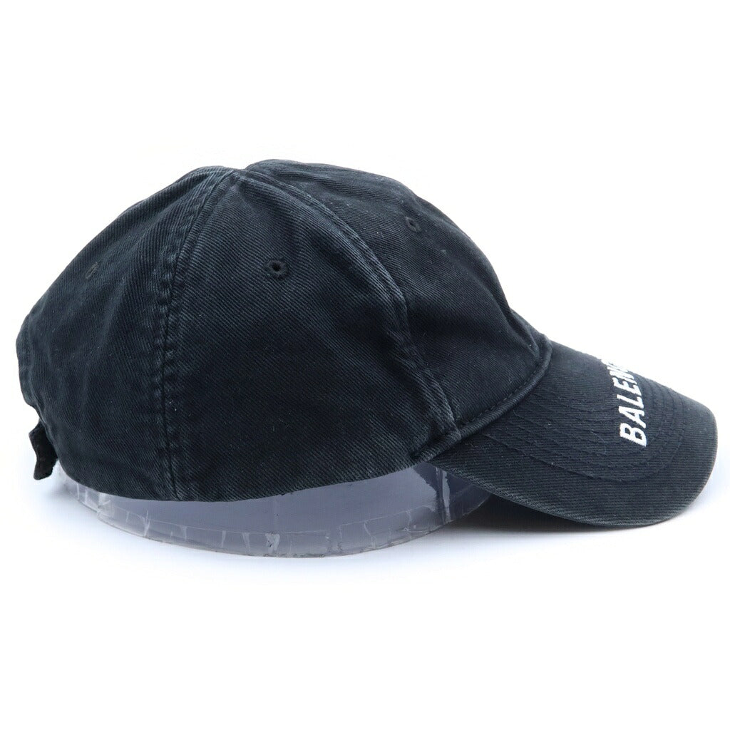 BALENCIAGA(バレンシアガ) Logo Visor Cap バイザーロゴ刺繍 ユーズド加工 6パネル キャップ ブラック