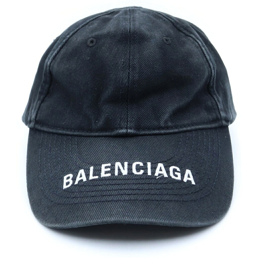BALENCIAGA(バレンシアガ) Logo Visor Cap バイザーロゴ刺繍 ユーズド加工 6パネル キャップ ブラック