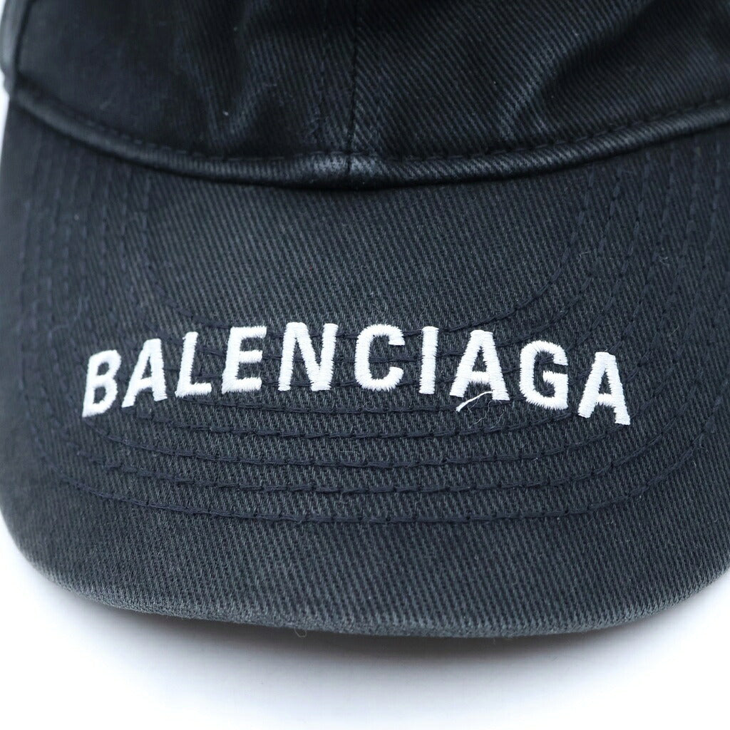 BALENCIAGA(バレンシアガ) Logo Visor Cap バイザーロゴ刺繍 ユーズド加工 6パネル キャップ ブラック