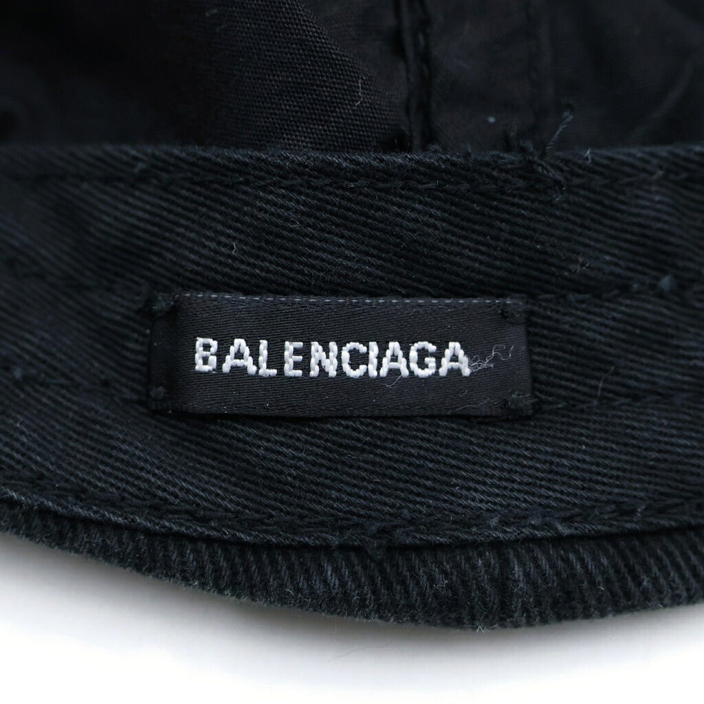 BALENCIAGA(バレンシアガ) Logo Visor Cap バイザーロゴ刺繍 ユーズド加工 6パネル キャップ ブラック