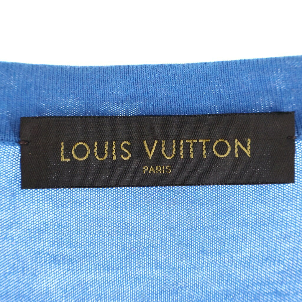 LOUIS VUITTON(ルイヴィトン) フロントLVロゴ刺繍 ニットカーディガン ブルー