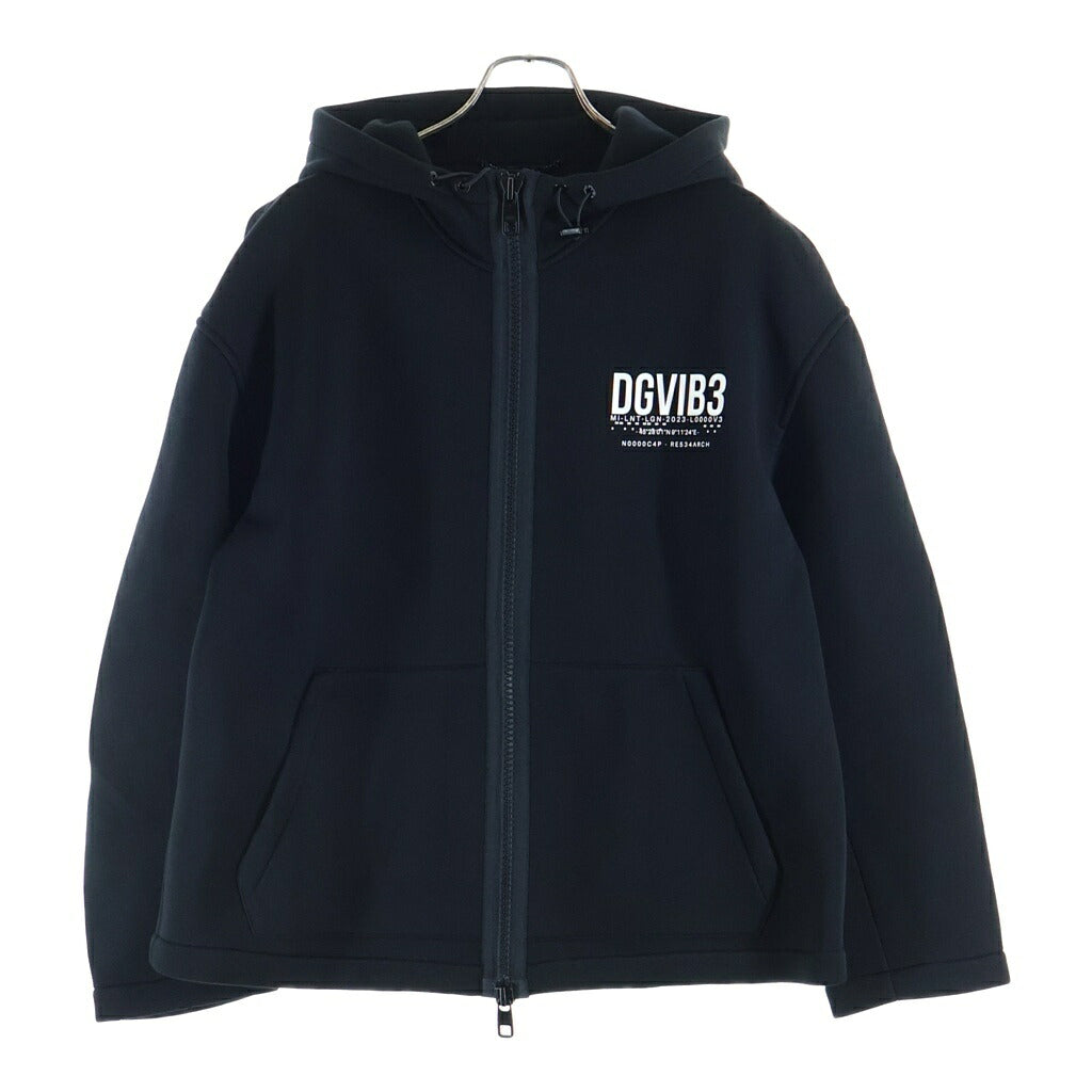 DOLCE & GABBANA(ドルチェアンドガッバーナ) フロントロゴプリント ジップアップパーカーフーディー ブラック G9ZO3T