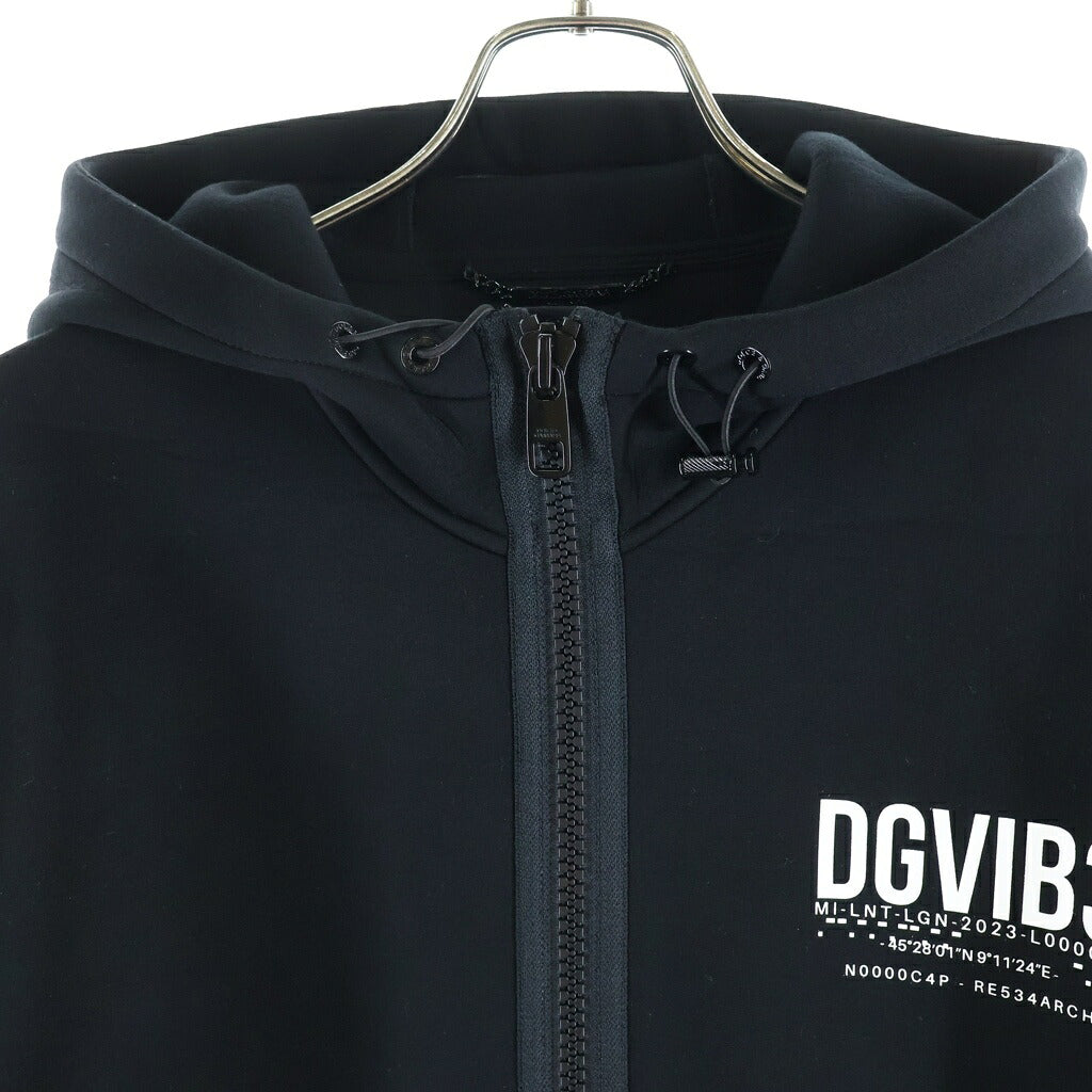 DOLCE & GABBANA(ドルチェアンドガッバーナ) フロントロゴプリント ジップアップパーカーフーディー ブラック G9ZO3T