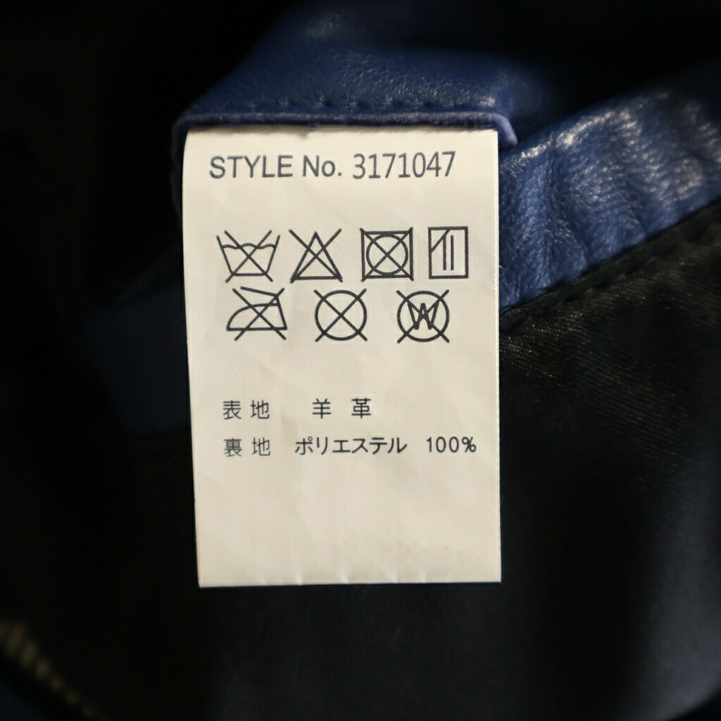 SCHOTT(ショット) シープスキン ジップアップ シングルライダース レザージャケット ブルー