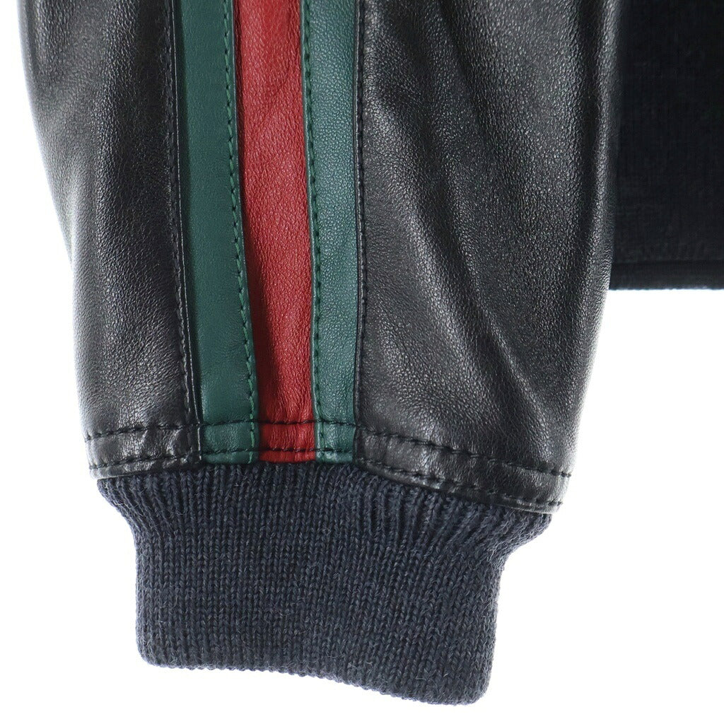 GUCCI(グッチ) ファイン リブ ウール ジップ ジャケット ウィズ ウェブ ブラック A006J8 XKFTV