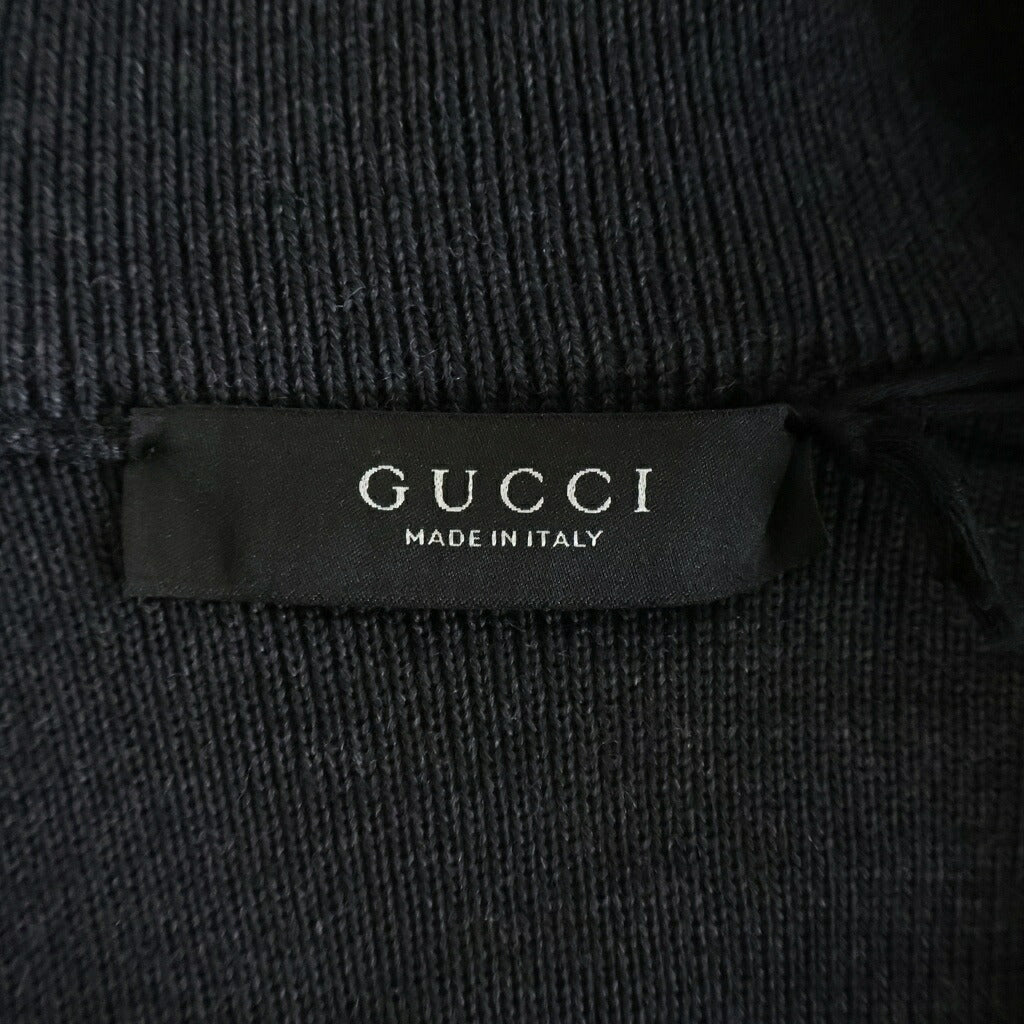 GUCCI(グッチ) ファイン リブ ウール ジップ ジャケット ウィズ ウェブ ブラック A006J8 XKFTV