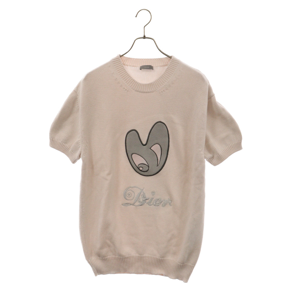 DIOR(ディオール) 21AW ×KENNY SCHARF ケニーシャーフ ロゴ ショートスリーブ コットン ニット 半袖 アイボリー 143M656AT294