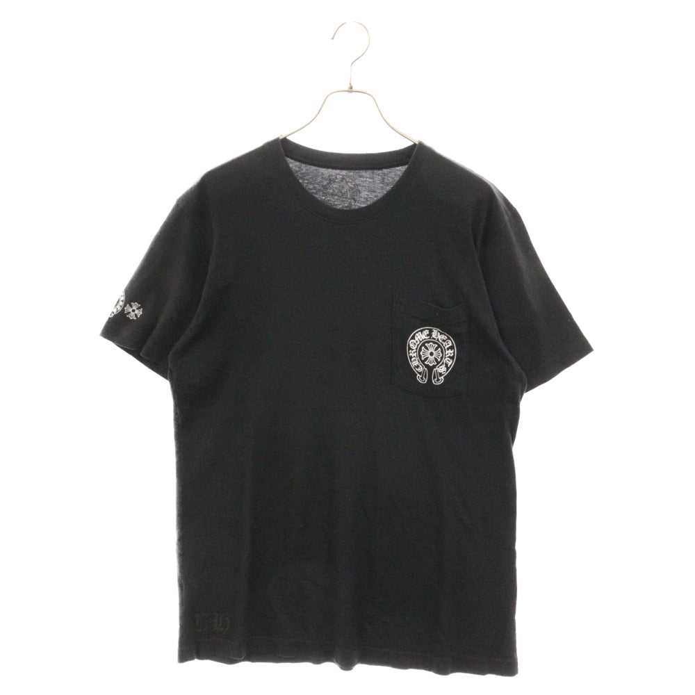 CHROME HEARTS(クロムハーツ) Multicolor Back Horseshoe Tee クロムハーツ マルチカラーバックホースシューTシャツ 半袖カットソー ポケT バックプリント ブラック