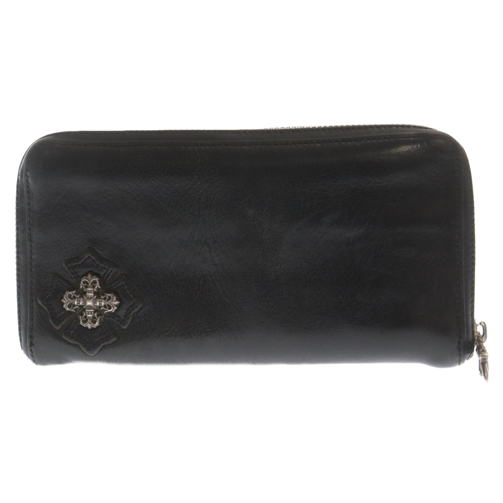 CHROME HEARTS(クロムハーツ) REC F ZIP #2 FLG レック フィリグリークロス レザーラウンドジップロングウォレット 長財布 ブラック