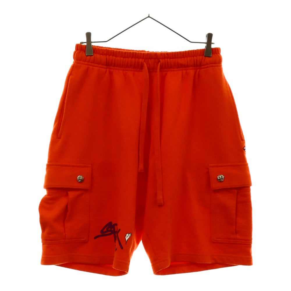 CHROME HEARTS(クロムハーツ) ×MATTY BOY SHORTS マッティボーイ ロゴプリント スウェットショーツ カーゴハーフパンツ レッド ※海外ギャランティ付き