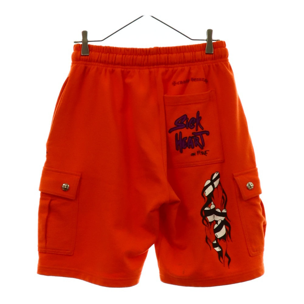 CHROME HEARTS(クロムハーツ) ×MATTY BOY SHORTS マッティボーイ ロゴプリント スウェットショーツ カーゴハーフパンツ レッド ※海外ギャランティ付き