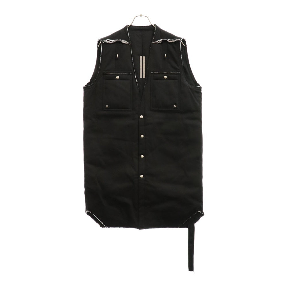Rick Owens(リックオウエンス) 21AW SL OUTERSHIRT LINER アウターシャツ ライナー スナップボタン ベスト ブラック RR02A5902-TW