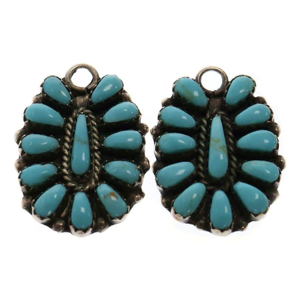INDIAN JEWELRY(インディアンジュエリー) ナバホ族 DB刻印 Davin Benally スターリング ターコイズ ピアス イヤリング ブルー/シルバー