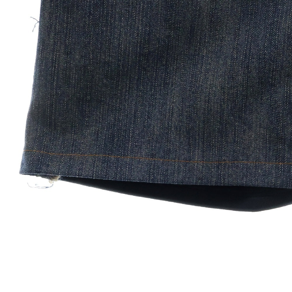 BALENCIAGA(バレンシアガ) 23SS Hybrid Baggy Jeans ハイブリッドバギージーンズ スウェットドッキングデニムパンツ インディゴ 738751 TNW01