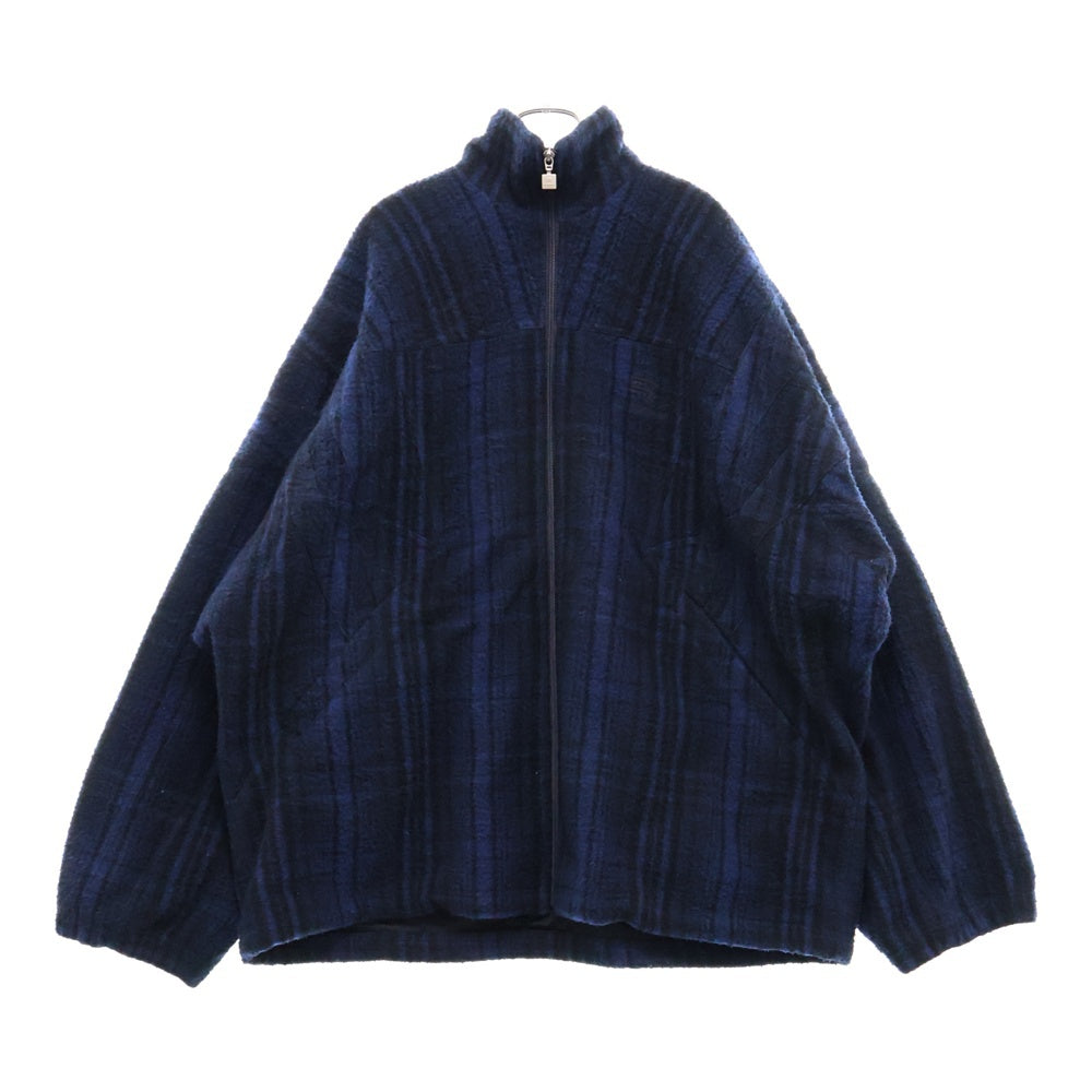 BALENCIAGA(バレンシアガ) 21AW TRACKSUIT JACKET スポーティBロゴ ウールチェックトラックジャケット ブルゾン ネイビー 675648 TLU11