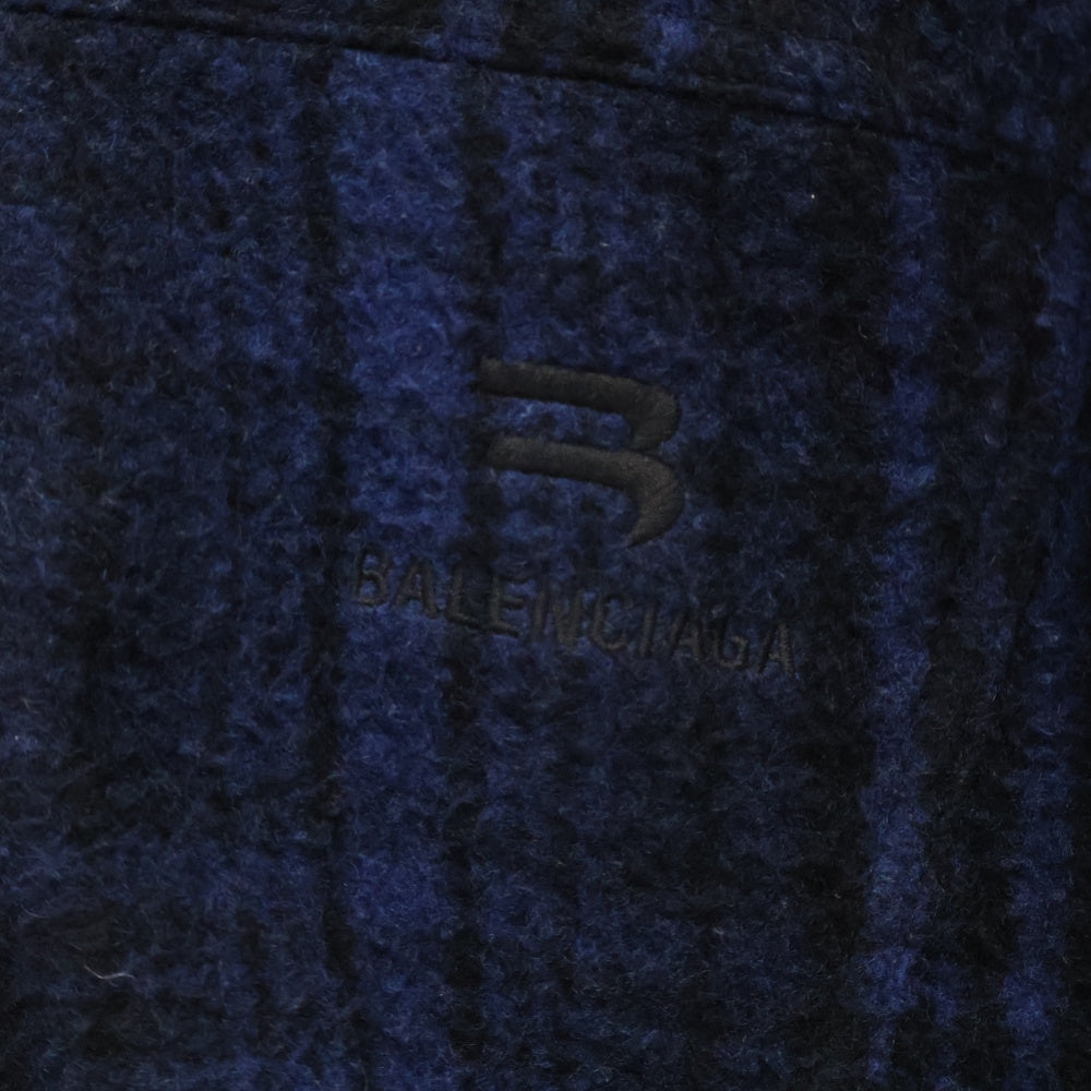 BALENCIAGA(バレンシアガ) 21AW TRACKSUIT JACKET スポーティBロゴ ウールチェックトラックジャケット ブルゾン ネイビー 675648 TLU11