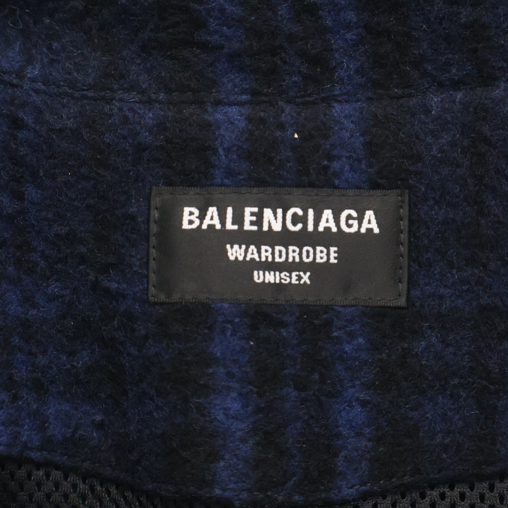 BALENCIAGA(バレンシアガ) 21AW TRACKSUIT JACKET スポーティBロゴ ウールチェックトラックジャケット ブルゾン ネイビー 675648 TLU11