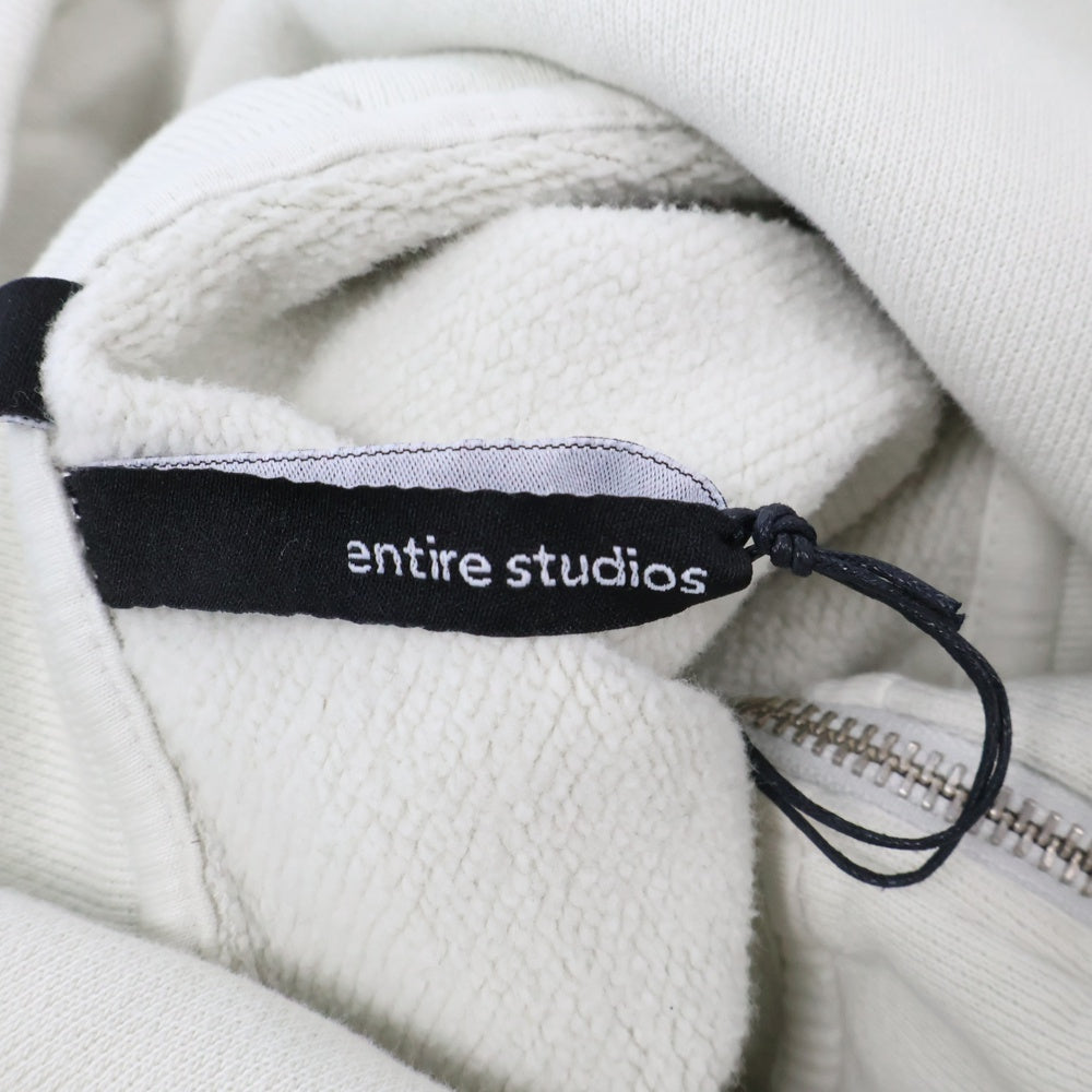 entire studios(エンタイア スタジオ) FULL ZIP フルジップ ジップアップスウェットパーカー フーディー ホワイト ES2106 PO0170