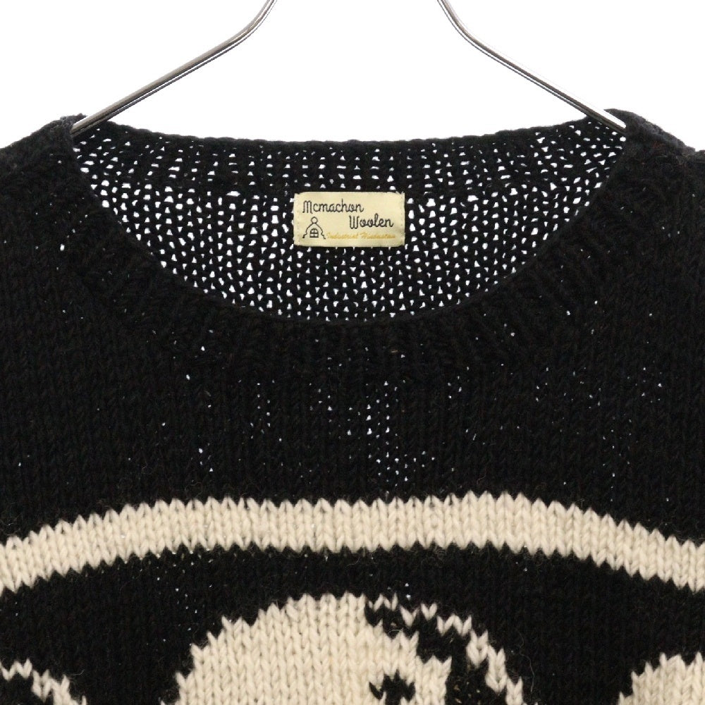 mcmachan woolen(マクマーンウーレン) Knitting MIlls 陰陽ニット セーター ブラック/ホワイト