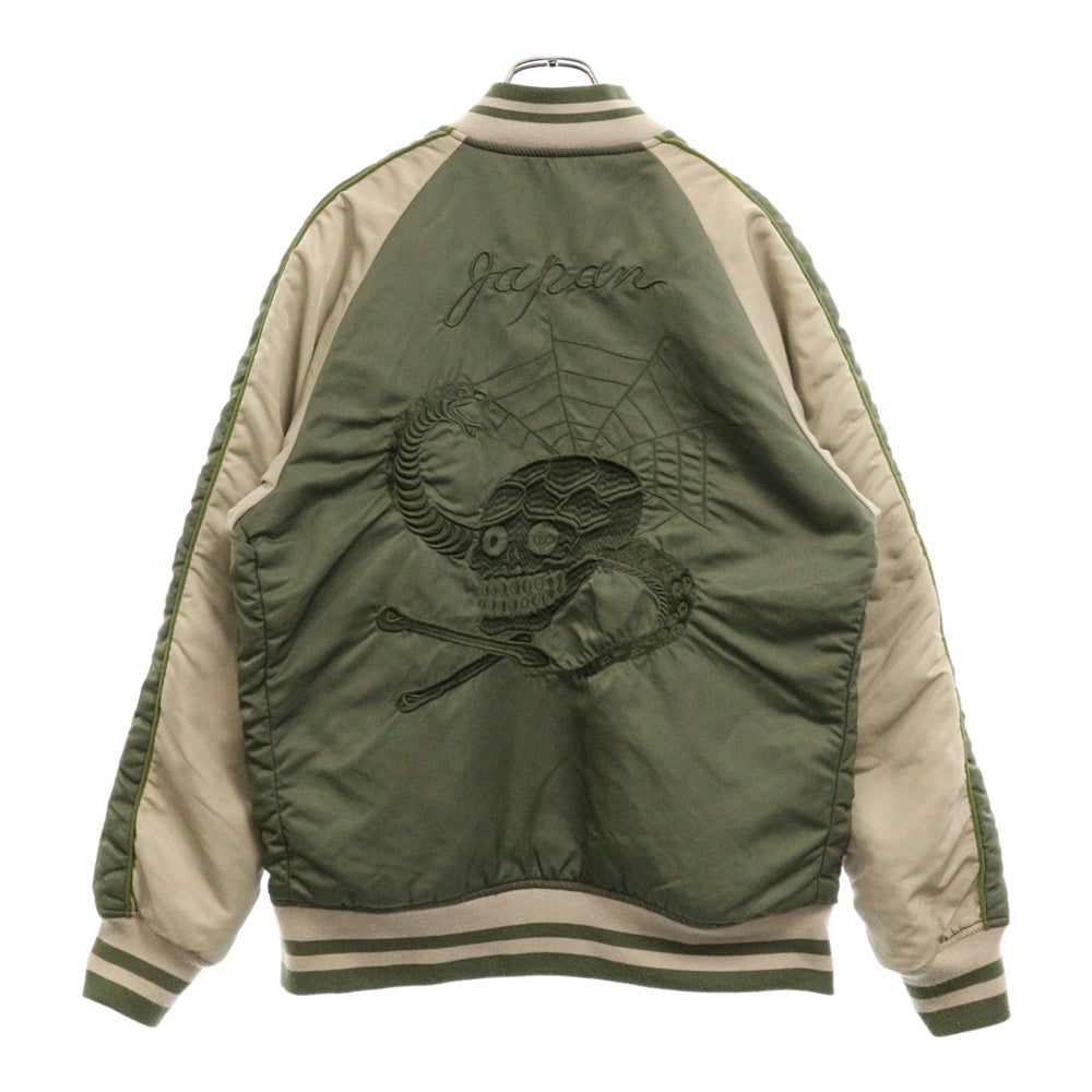ALPHA INDUSTRIES(アルファ インダストリーズ) スカル刺繍リバーシブル中綿ジャケット カーキ TA1258-003