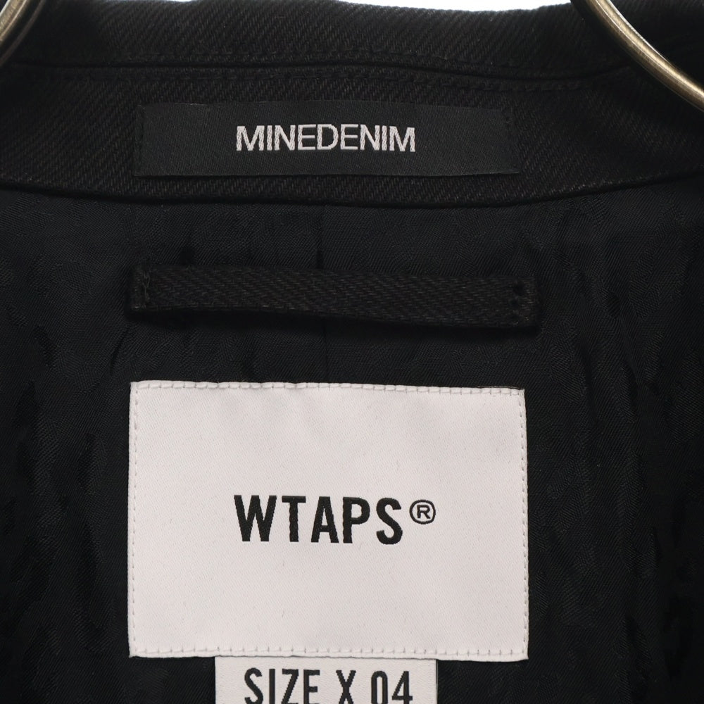 WTAPS(ダブルタップス) 24AW ×MINEDENIM マインデニム 裏地レオパード柄 デニム シングルコート ブラック 24TQMYD-JKM01S
