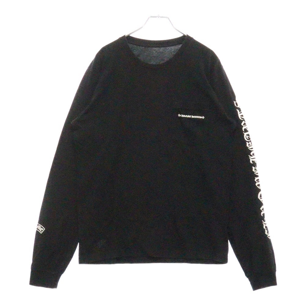 CHROME HEARTS(クロムハーツ) Fuck You L/S Pocket Tee ファックユーバック ロゴ ポケット付き クルーネック 長袖Tシャツ カットソー ブラック 2212-304-0221