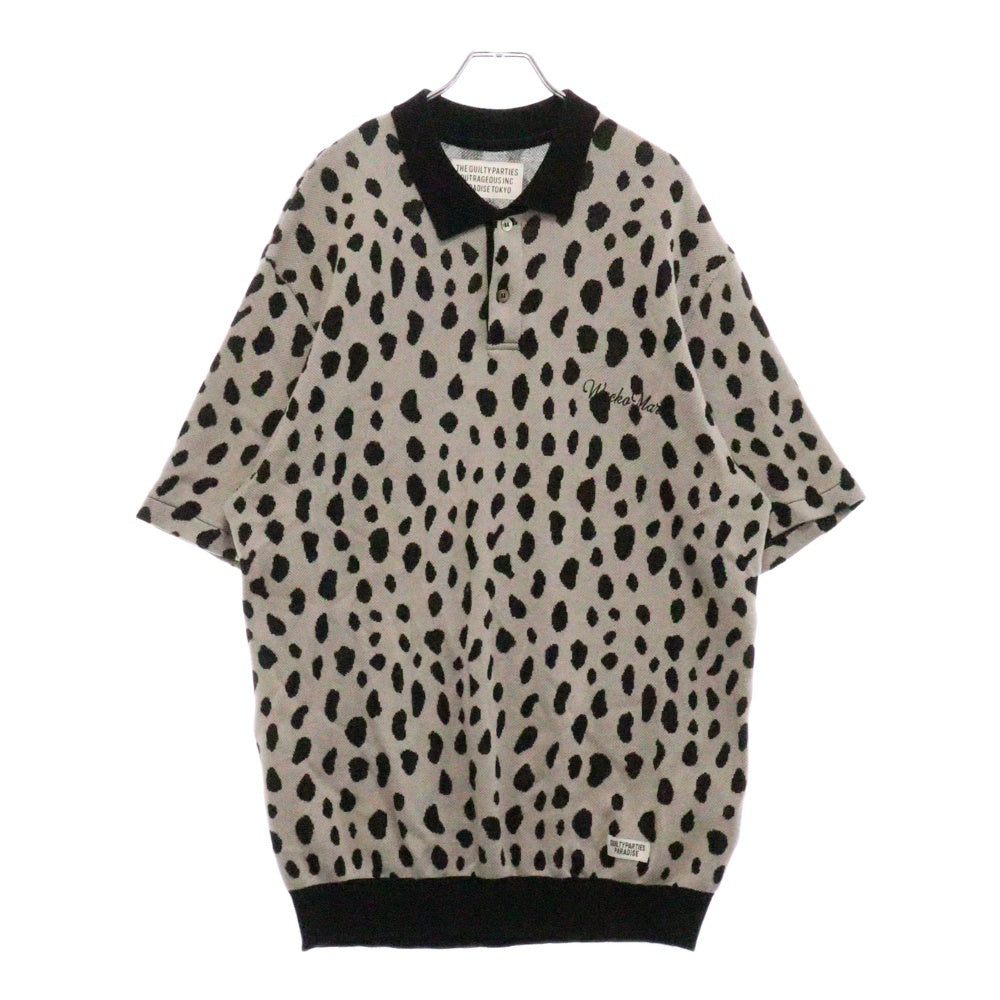 WACKO MARIA(ワコマリア) 24SS LEOPARD KNIT POLO SHIRT ニットポロシャツ グレーブラック