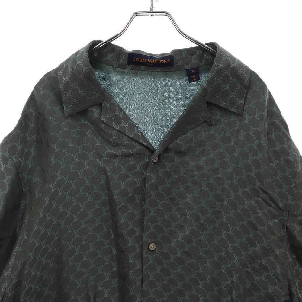 LOUIS VUITTON(ルイヴィトン) 24AW ショートスリーブ 半袖 ジャカード モノグラム シルクブレンド 開襟シャツ グリーン 1AFRM9 RM242MM KSY HRS30W
