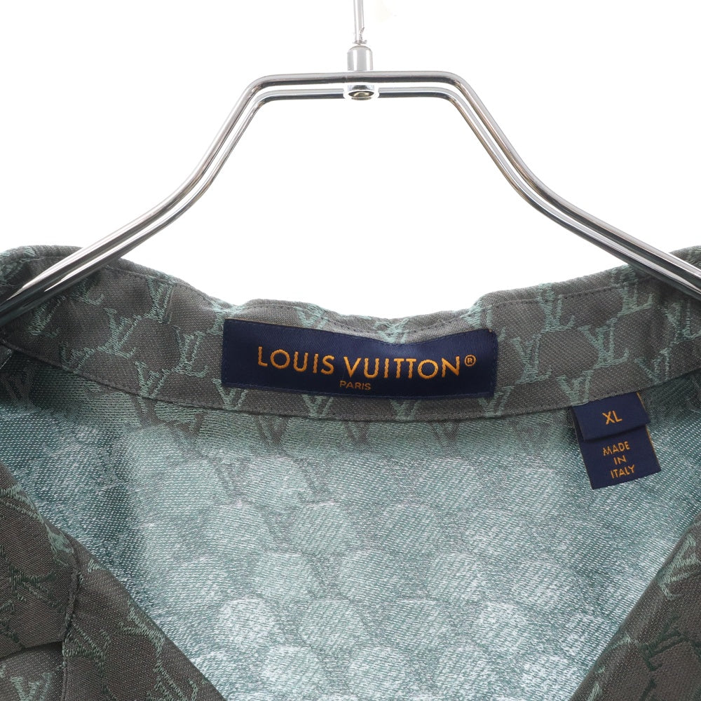 LOUIS VUITTON(ルイヴィトン) 24AW ショートスリーブ 半袖 ジャカード モノグラム シルクブレンド 開襟シャツ グリーン 1AFRM9 RM242MM KSY HRS30W