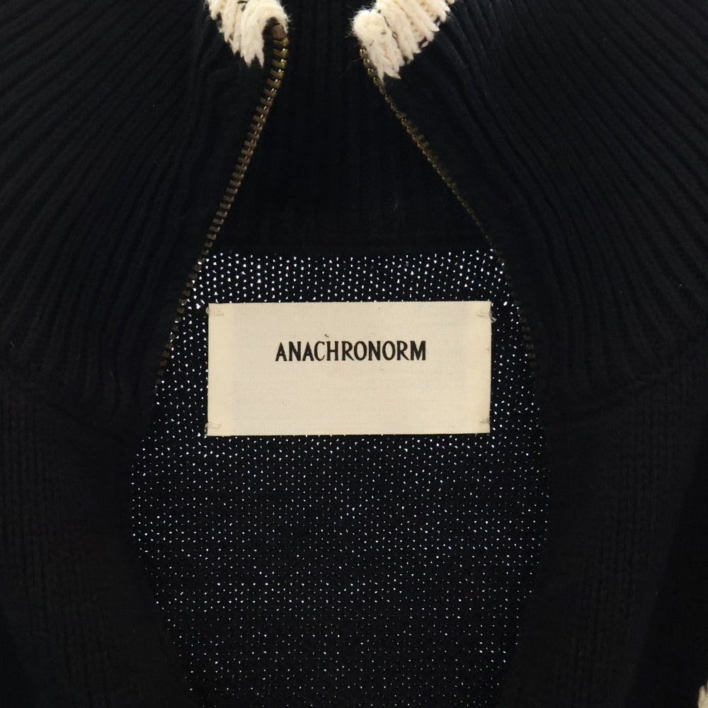 anachronorm(アナクローム) INTIAL DRIVERS KNIT イニシャル フルジップ ドライバーズニットジャケット ブラック