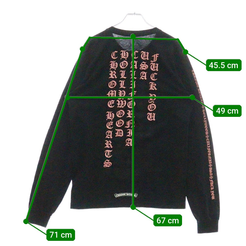 CHROME HEARTS(クロムハーツ) Back Lettering Logo バックプリント ロゴ ロンT 長袖カットソー ブラック/ピンク
