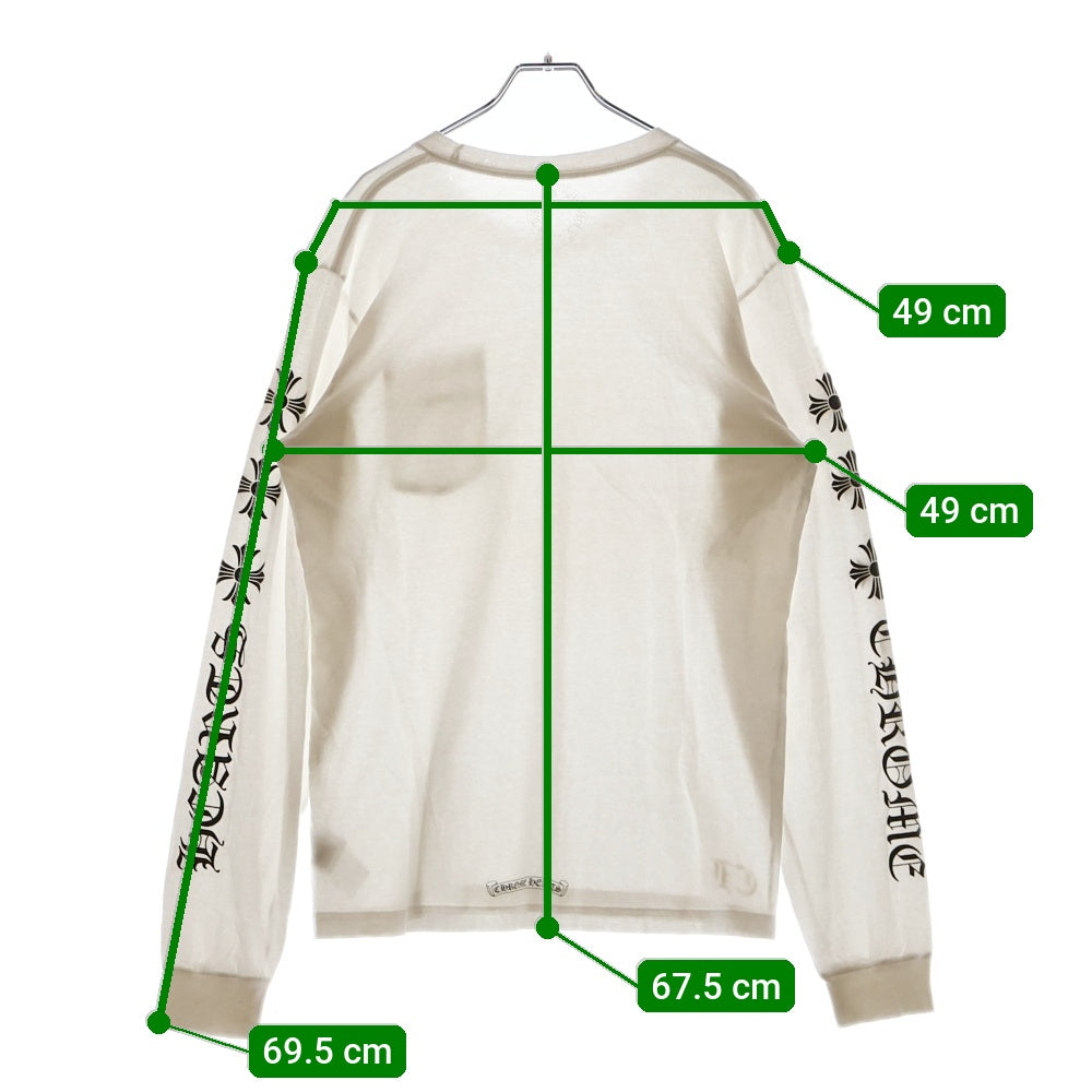 CHROME HEARTS(クロムハーツ) L/S Tee アームロゴ プリント長袖Tシャツ カットソー ホワイト