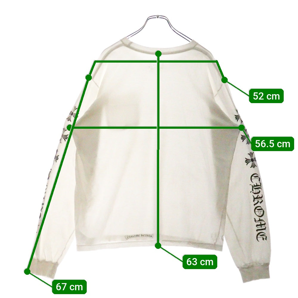 CHROME HEARTS(クロムハーツ) L/S Tee アームロゴ プリント長袖Tシャツ カットソー ホワイト