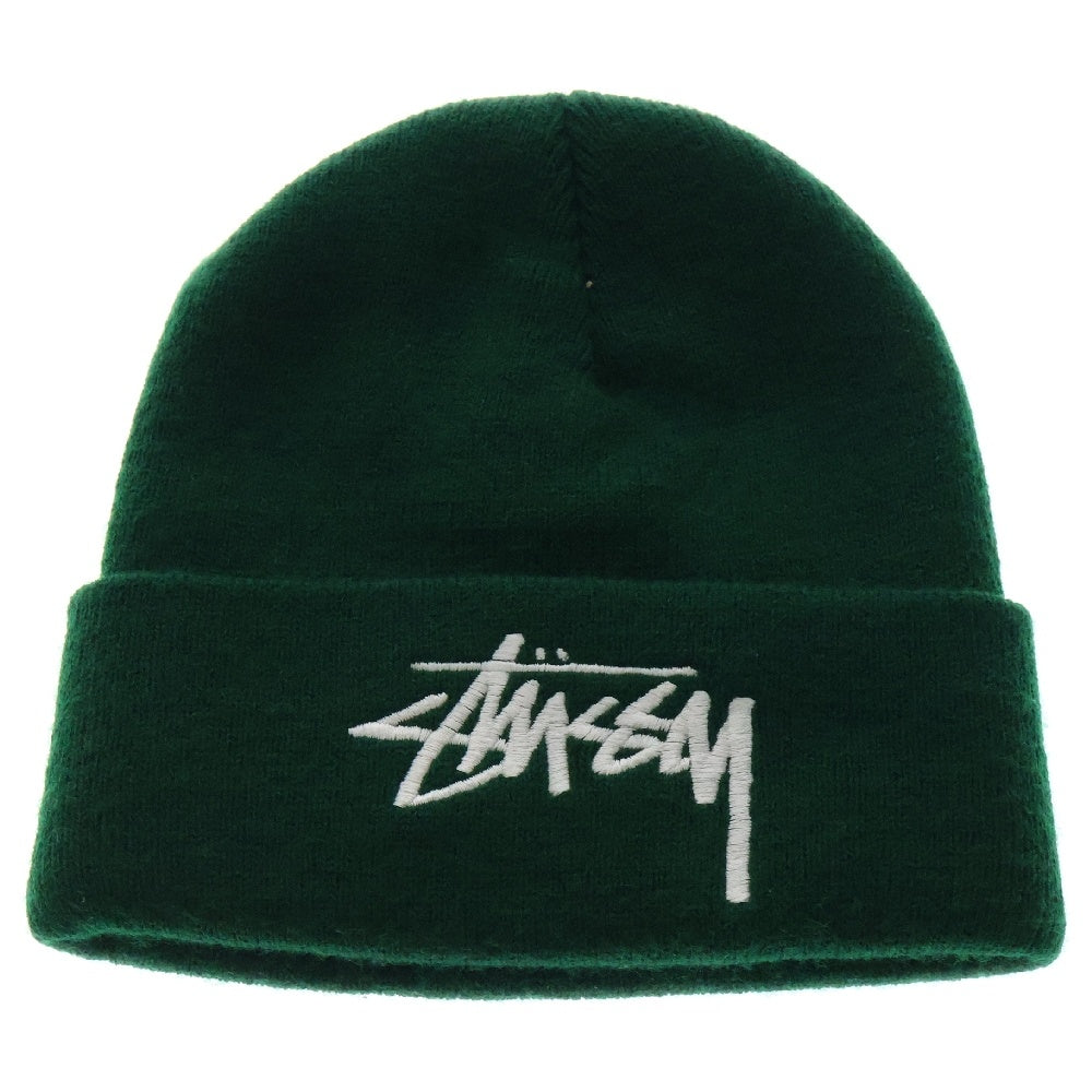 STUSSY(ステューシー) BIG STOCK CUFF ビッグ ストック カフ ロゴビーニー ニット帽 グリーン