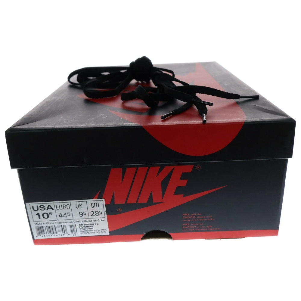 NIKE(ナイキ) ×fragment design RETRO HIGH OG フラグメントデザイン エアジョーダン1 レトロ ハイカットスニーカー ブラック/ブルー US10.5/28.5cm 716371-040