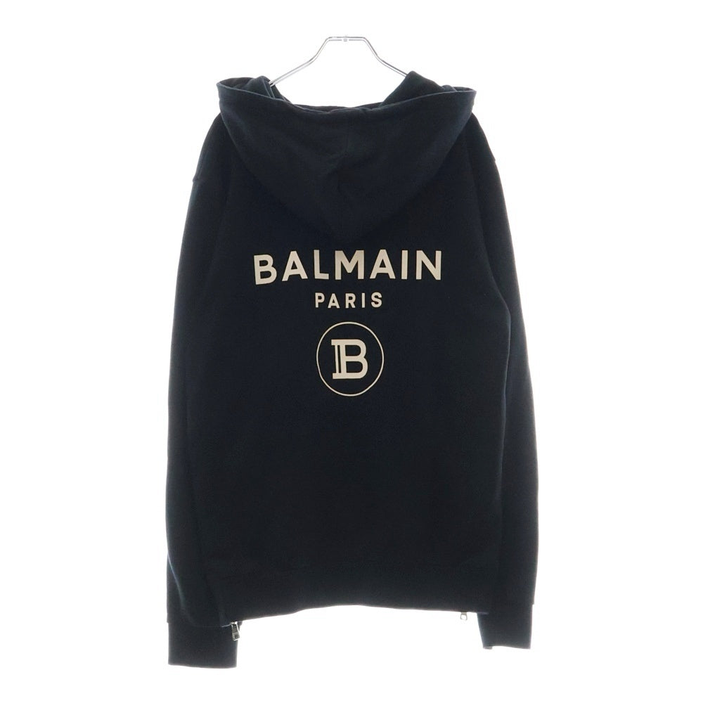 BALMAIN(バルマン) バックロゴプリント ジップアップフーディー スウェットパーカー ブラック JR010B027