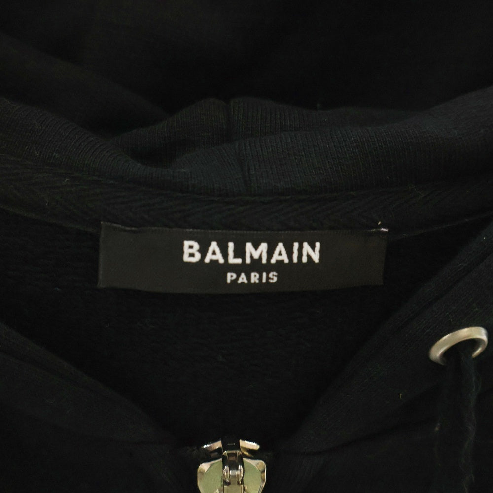 BALMAIN(バルマン) バックロゴプリント ジップアップフーディー スウェットパーカー ブラック JR010B027